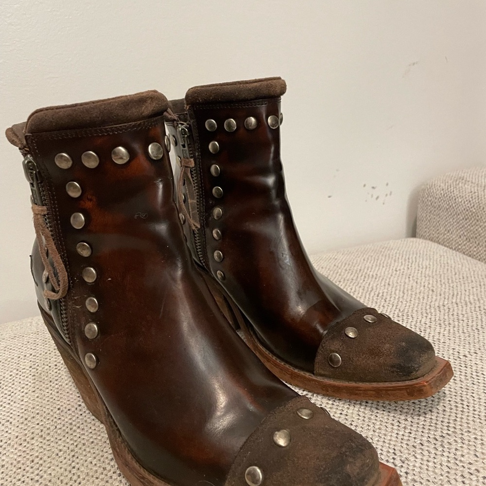 Studded Brown Ankle Boots - Picture 4 of 6